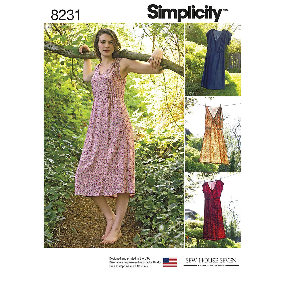 Simplicity Pattern 8231 R5 Vestido, Tallas en Dos Longitudes por Coser casa Siete, tamaño 14 – 16 – 18 – 20 – 22