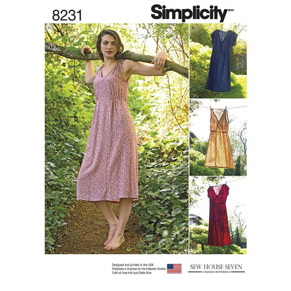Simplicity Pattern 8231 R5 Vestido, Tallas en Dos Longitudes por Coser casa Siete, tamaño 14 – 16 – 18 – 20 – 22