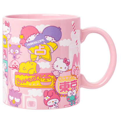 Silver Buffalo Hello Kitty Taza de Cerámica con Asa Redonda, 16 oz - Sanrio Hello Kitty and Friends Kawaii Tokyo