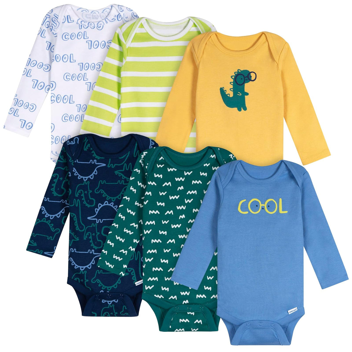 Onesies Brand - Body unisex de manga larga para bebé, paquete de 6