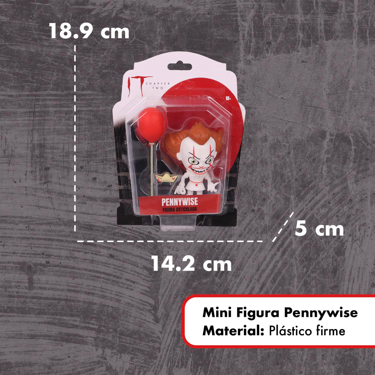 Ruz Mini Figura Pennywise | Formato Miniatura Terminado Fino | Medidas Empaque 14.2 x 5 x 18.9 cm | Pieza Coleccionable Vitrina Repisa | Detalle Ideal Cumpleaños