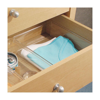 InterDesign Linus Organizador de cajones para Armario y tocador, Caja organizadora de 30,5 cm x 22,9 cm x 7,6 cm en plástico, Transparente