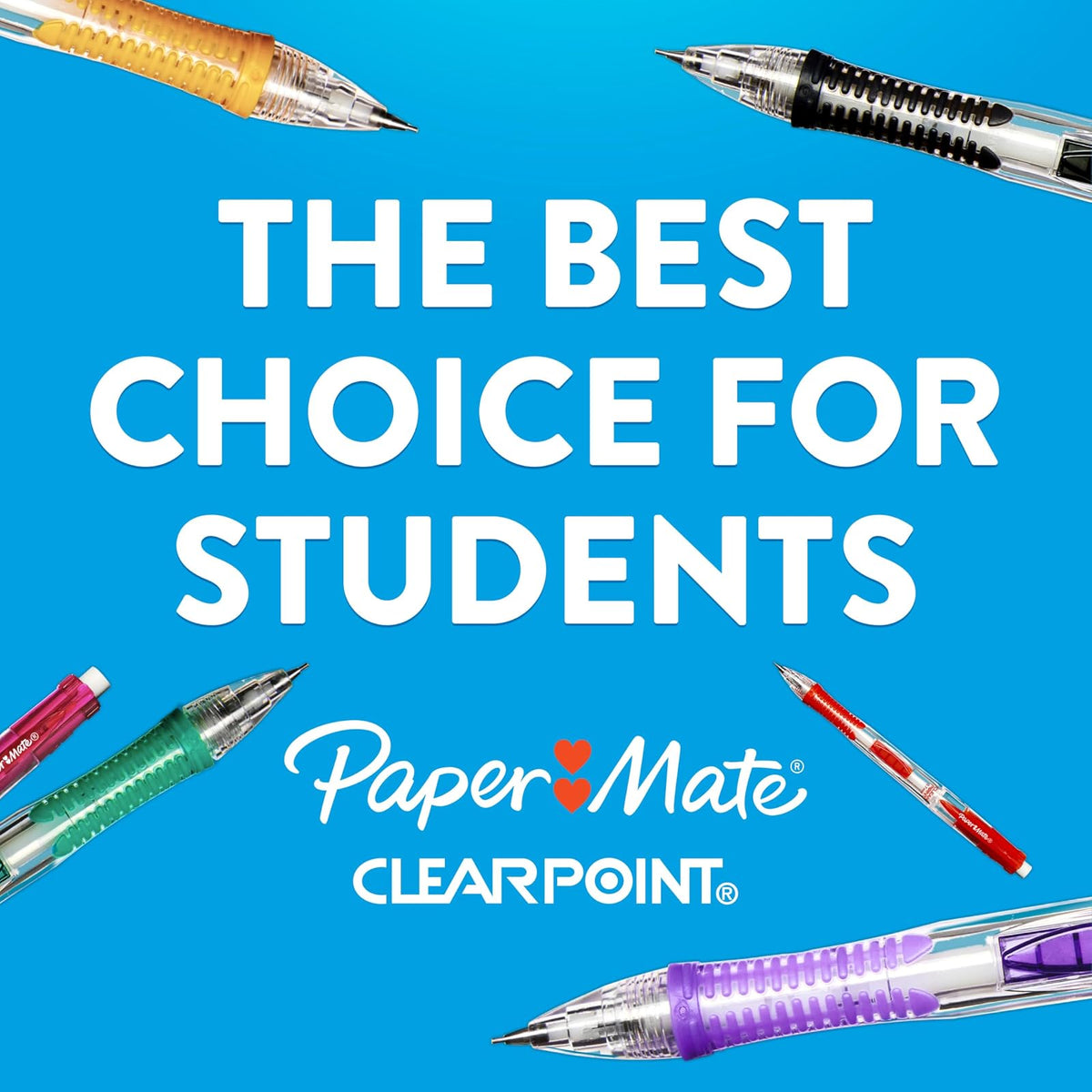 Paper Mate® Clearpoint® - Lápices mecánicos, minas HB n.º 2 (0,7 mm), barriles de colores surtidos, 6 unidades