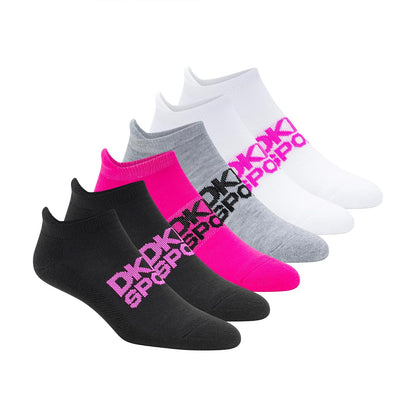 DKNY Calcetines Deportivos de Corte Bajo para Mujer Paquete de 6 - 9-11 - Rosado - Blanco - Negro