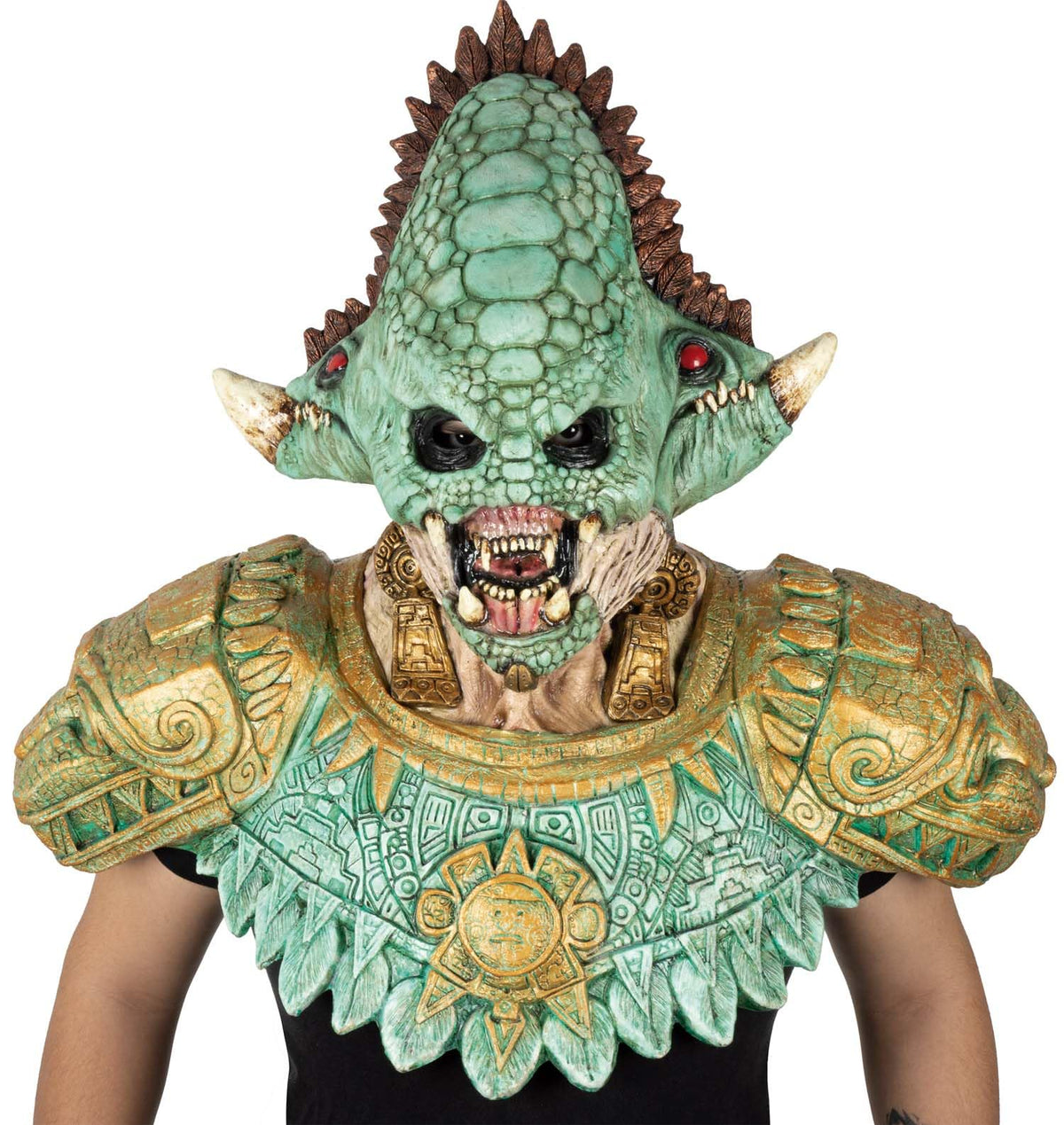 Ghoulish Productions Máscara de látex Quetzalcóatl, Cosplay Quetzalcoatl Serpiente Emplumada Unitalla, Dios Mexica Ideal para usar en Fiesta de Halloween, Festivales, Casas del Terror