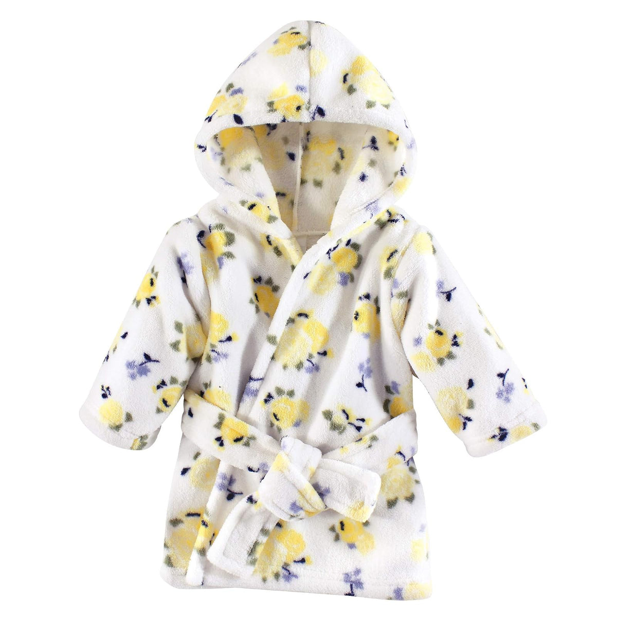 Luvable Friends - Albornoz unisex de felpa para bebé, color amarillo floral, 0-9M