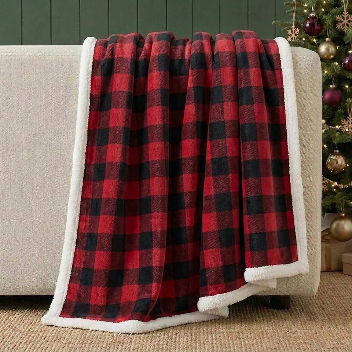 Eddie Bauer Elk Sherpa - Manta de Felpa, Cabaña, Rojo, 1.27 m x 1.53 m, 1, 1