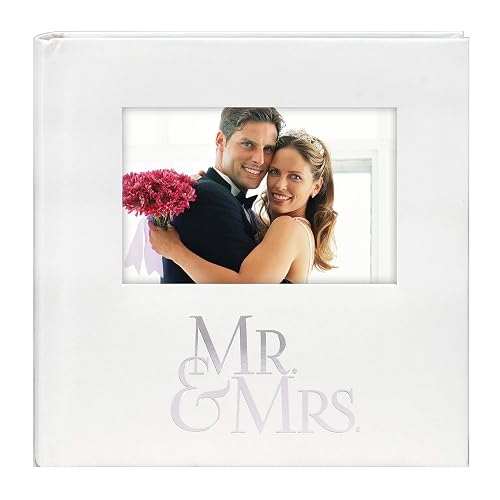 Malden International Designs - Álbum de fotos con tapa de apertura de notas y fotos, 160-4x6, blanco