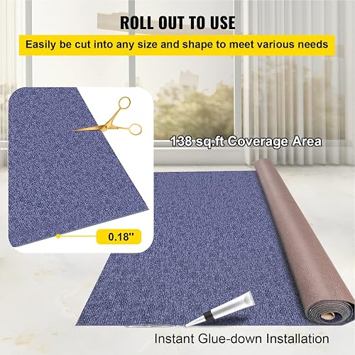 VEVOR - Alfombra Marina Azul Profundo de 6 x 25 pies, Alfombra Marina de Grado Marino para Barcos con Parte Trasera Impermeable al Aire Libre para Patio, Porche, Cubierta, Garaje, área al Aire Libre