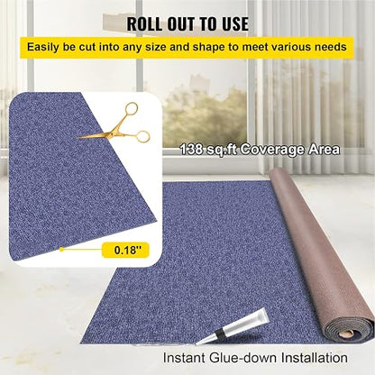 VEVOR - Alfombra Marina Azul Profundo de 6 x 25 pies, Alfombra Marina de Grado Marino para Barcos con Parte Trasera Impermeable al Aire Libre para Patio, Porche, Cubierta, Garaje, área al Aire Libre