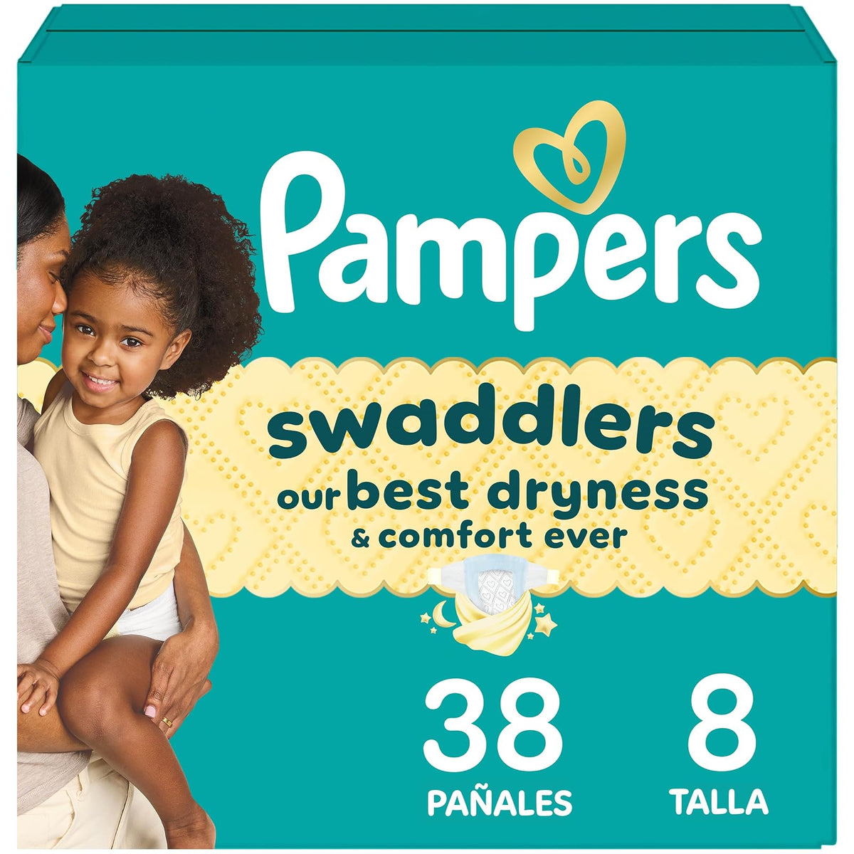 PAMPERS Swaddlers Pañales Desechables Unisex Etapa 8, 38 Uds, Bebé +21 kg