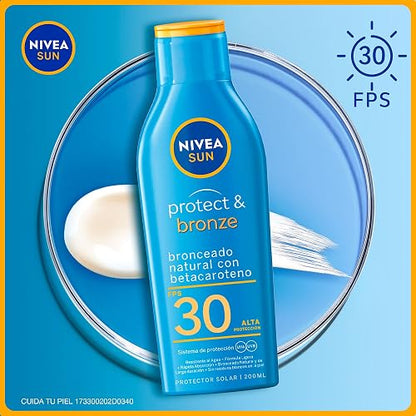Protector Solar Corporal NIVEA SUN Protect & Bronze FPS 30 200Ml, Bronceado Natural Loción