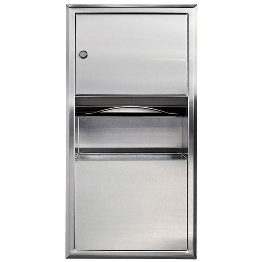 Bobrick ClassicSeries 304 Dispensador De Papel 369 | Satinado, 14 Pulg Ancho X 28 Pulg Alto, Capacidad 2 Gal, Recipiente Residuos