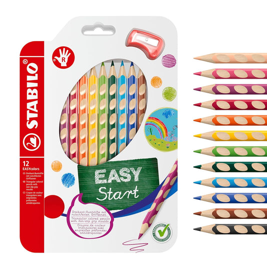 STABILO EASYcolors - Lápiz de color para Diestros (12 pieza(s), Madera, Multicolor, 4.2 mm)