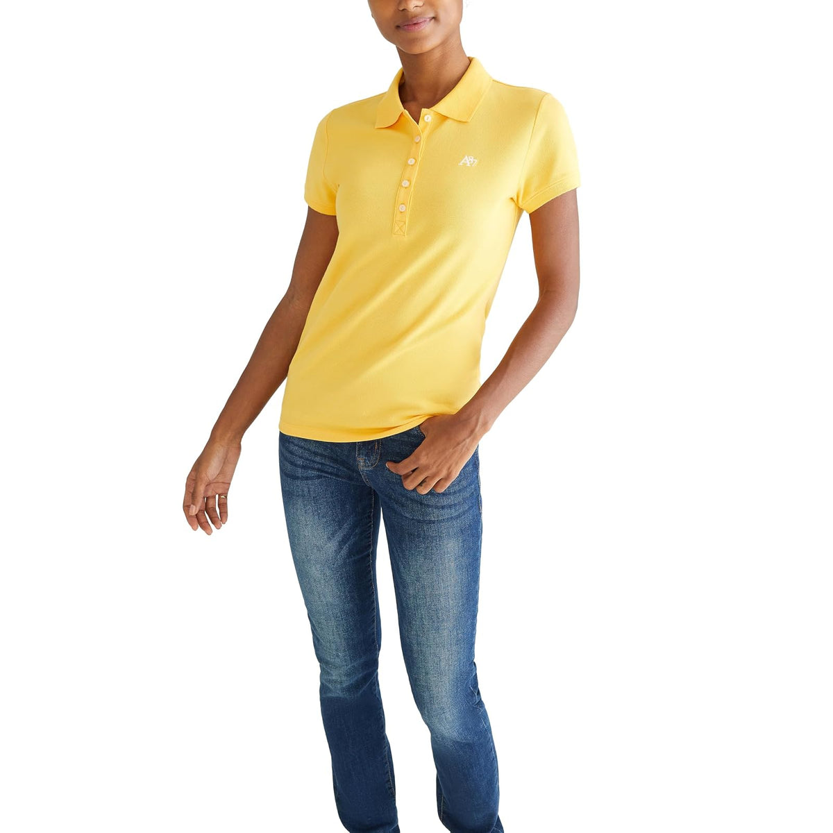 Aéropostale Polo Aero Solid para Mujer - XS - Amarillo ámbar
