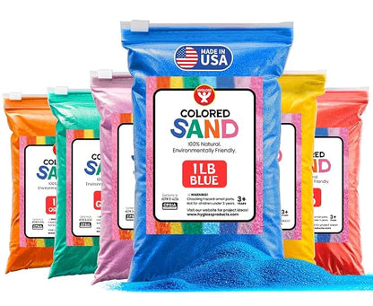 Hygloss - Arena de colores para manualidades, 6 bolsas de colores surtidos, 1 libra vibrante y colorido, kit de arte de arena para niños, actividades de aula para niños de 3, 4, 5, 6, 7, 8, 9, 10, 11
