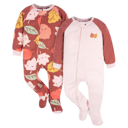 Gerber Pijama Festivo con pies de Forro Polar Resistente al Fuego para niños pequeños, Paquete de 2 Mamelucos para bebés y niños pequeños para Unisex bebé