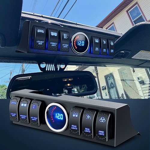 Nilight Panel de Interruptor 6 Vías 12V CC con Relé y Control de Circuito para Jeep Wrangler JK JKU 2007-2018