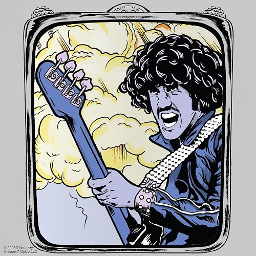 Super7 - Figura de reacción Delgada Lizzy Phil Lynott (Jailbreak) - Figura de acción Delgada Lizzy de 9,53 cm con Accesorio, colección de Rock clásico y Juguetes Retro