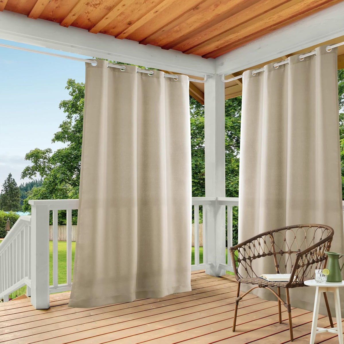 Exclusive Home Cortina para Interior/Exterior, Juego de 2 Paneles - Gris pardo - 137An x 213.4Al cm (1 Paneles)