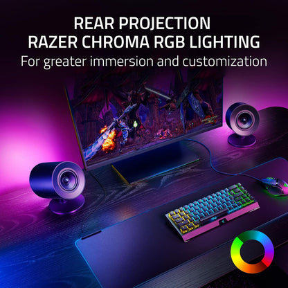 Razer Nommo V2 - Altavoces Gamer de Rango Completo 2.1 para PC Subwoofer con Cable