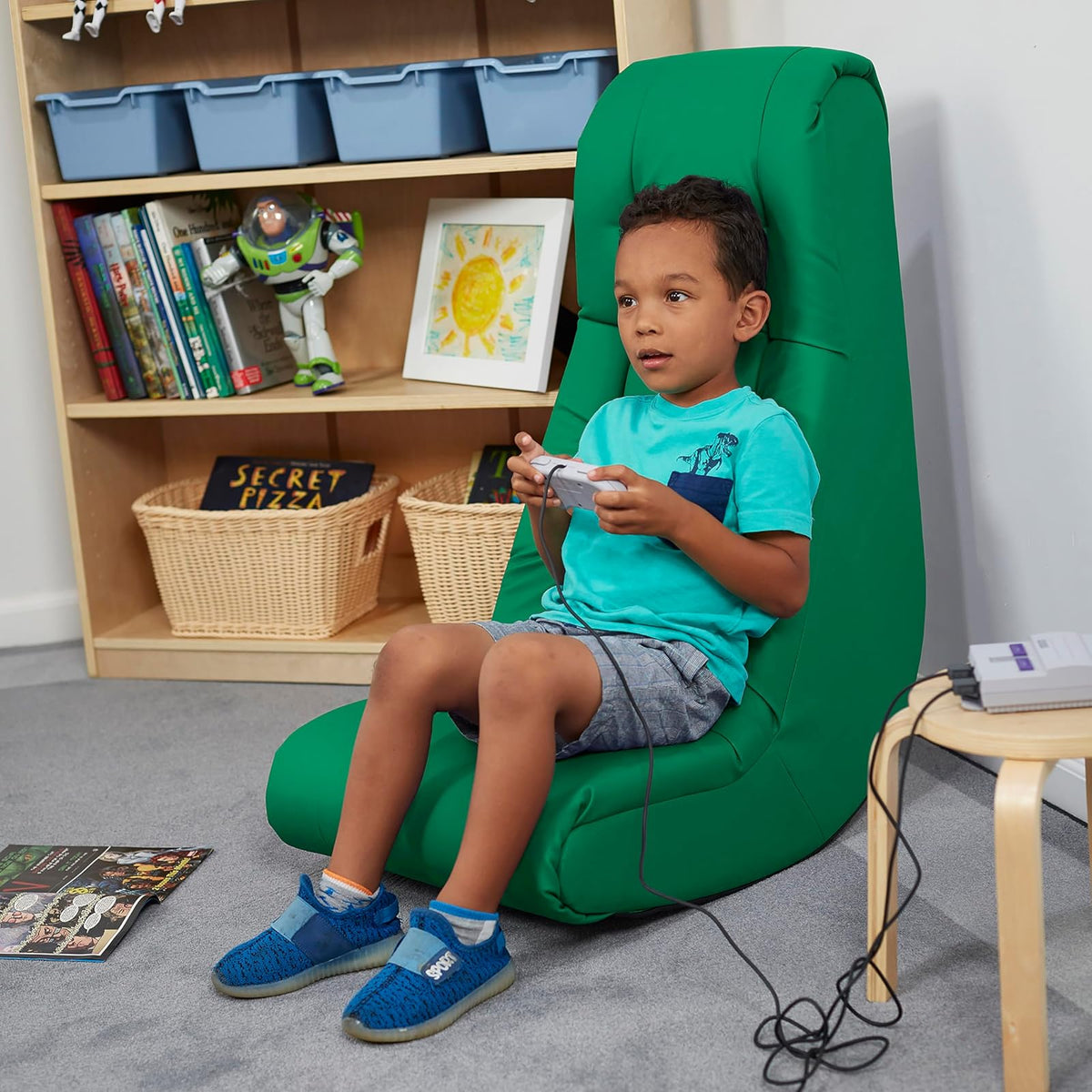 FDP mecedora de video suave, silla de piso acolchado para niños, adolescentes y adultos, ideal para leer, jugar, meditar, Verde