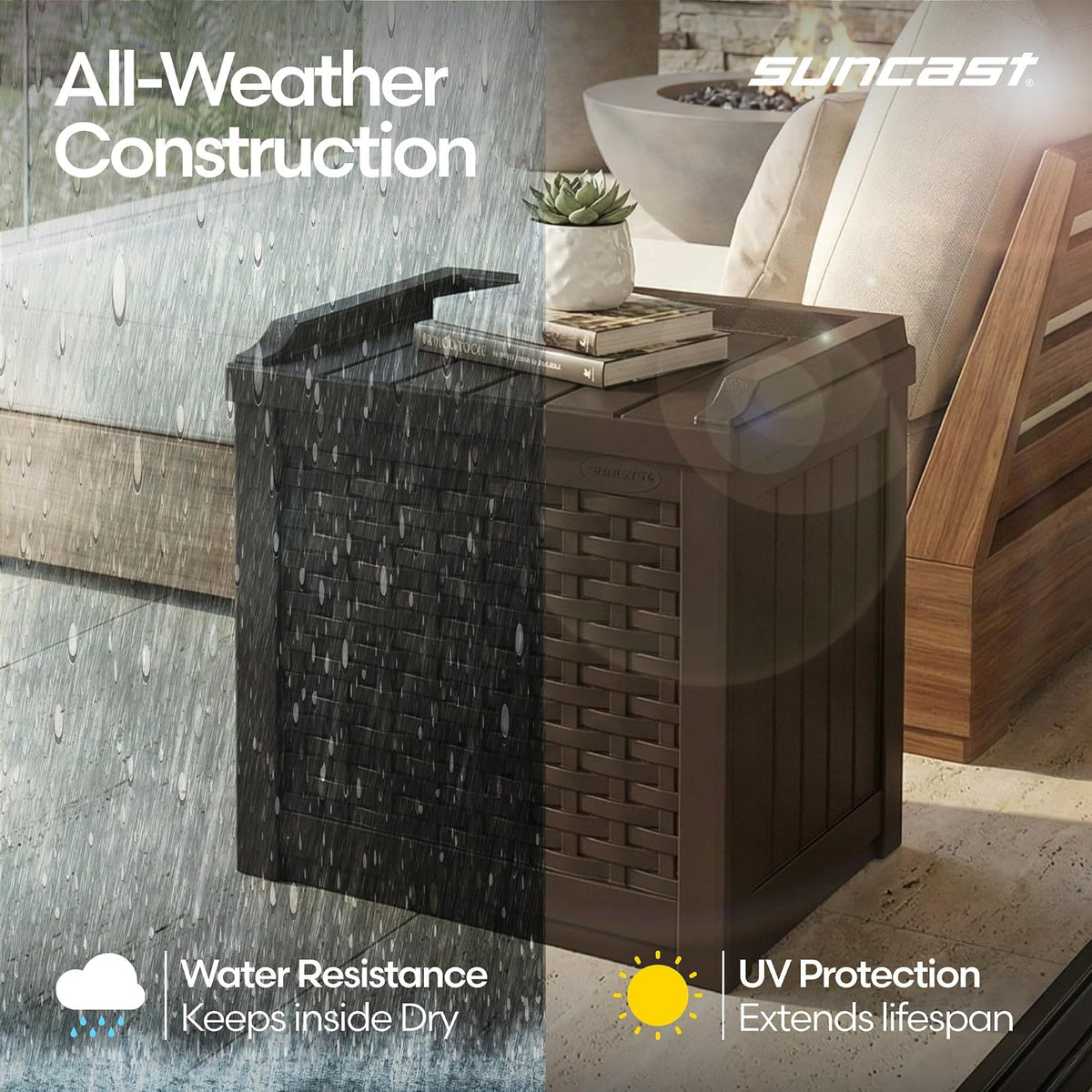 Suncast - Asiento de Almacenamiento pequeño de Resina de 22 galones, Java, SSW600J