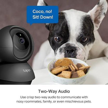 Tapo - Cámara de Seguridad Interior TP-Link 2K con función panorámica/inclinación para Monitor de bebé, Mascotas, detección de Movimiento, Audio bidireccional, Almacenamiento, Negra, C211, 2 Piezas