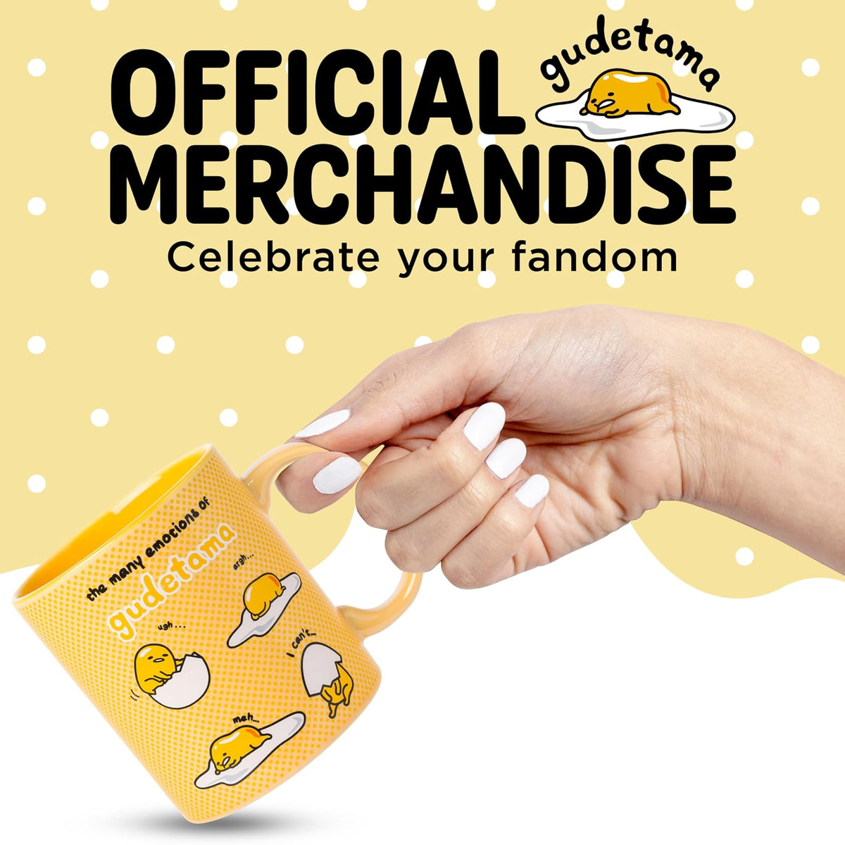Silver Buffalo Sanrio The Many Emotions of Gudetama Lazy Egg Taza de cerámica, 20 onzas