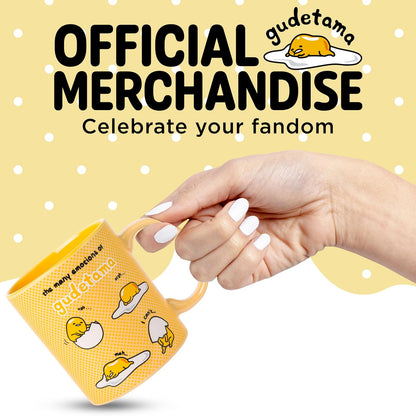 Silver Buffalo Sanrio The Many Emotions of Gudetama Lazy Egg Taza de cerámica, 20 onzas