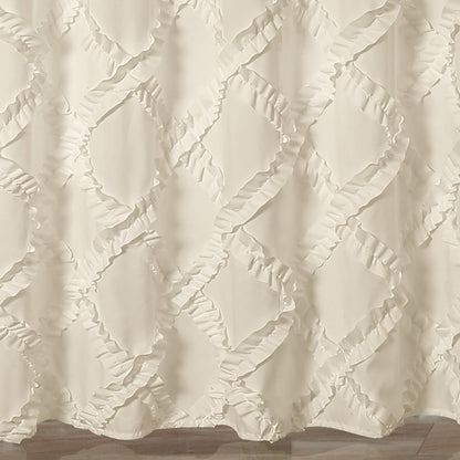Lush Decor - Cortina de Ducha con Volantes de Color Marfil y Amarillo pálido | Diseño Texturizado Estilo rústico Shabby Chic x 72, 72 x 72 Pulgadas