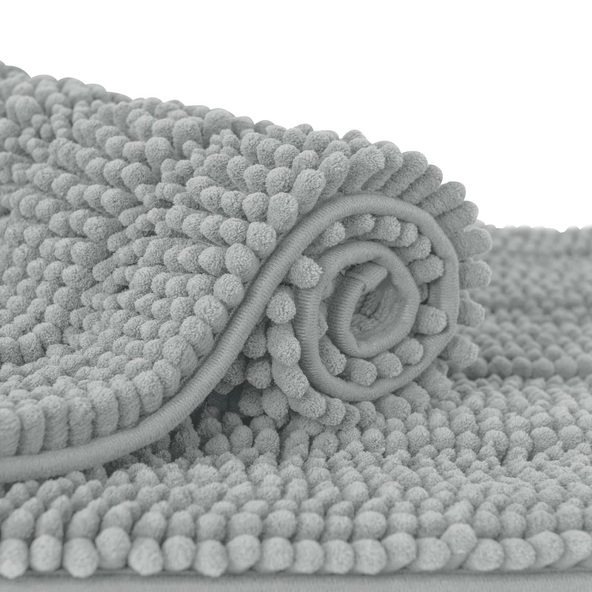 subrtex Alfombra de Baño Suave y Absorbente Alfombra de Ducha Microfibra Lavable Tapete (Gris Claro, 40×60cm+50×80cm) - 2'7" x 1'4" (Rectangular) - Gris Claro