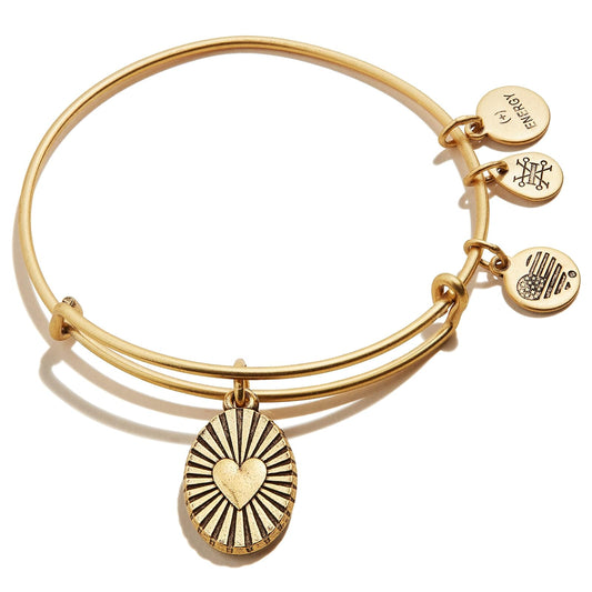 Alex and Ani Path of Symbols - Brazalete expandible para mujer, diseño de corazón en relieve, acabado dorado rafaeliano, 2 a 3.5 pulgadas