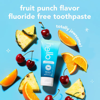 hello- â€œSmiling Shark Fluoruro Libre De Pasta De Dientes Para Niños, Ponche De Frutas Naturales, Tubo De 4.2 Oz