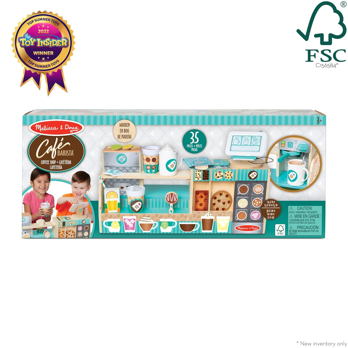 Melissa & Doug Cafetería Café Barista, Juguete de Madera (35 Piezas)