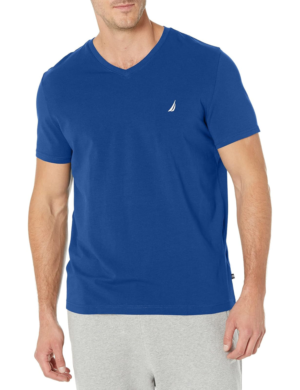 Nautica Playera de Manga Corta con Cuello en V para Hombre - Azul Real - CH