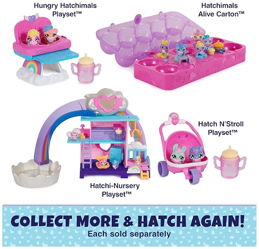 HATCHIMALS Alive, cartón con 5 Minifiguras en Huevos Que se rompen Solos y 11 Accesorios, Juguetes para niños