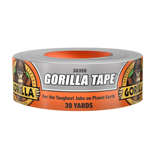 Gorilla Tape, 1.9 pulgadas x 30 yardas, plata (paquete de 1) - Conducto, utilidad, resistencia de triple capa, interior y exterior, carcasa resistente a la intemperie
