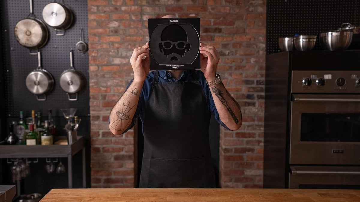 Babish Cookware - Salvamanteles de Hierro Fundido, 8 Pulgadas, Cara preestablecida