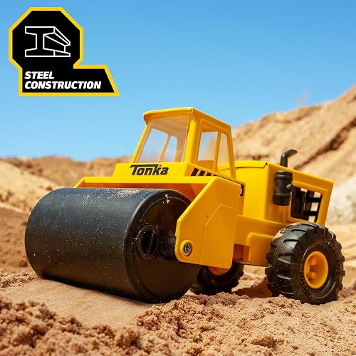 Tonka Steel Classics – Rodillo de Vapor – Fabricado con Acero, camión de Juguete Amarillo, niños y niñas, niños pequeños a Partir de 3 años, camión de construcción Grande, Regalo de cumpleaños, día