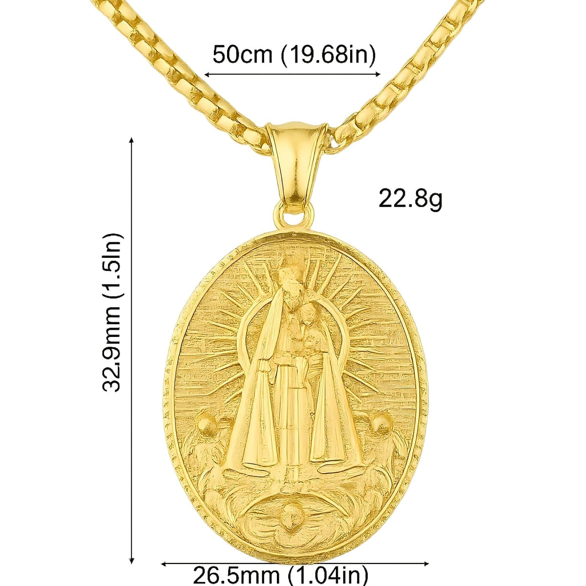XYPHIELLE Collar de la Virgen María - Collar Dorado para Mujer 18K Bañado en Oro - Regalo Religioso Elegante para Madre Bautismo Comunión - Colgante de Plata con Detalle Minimalista