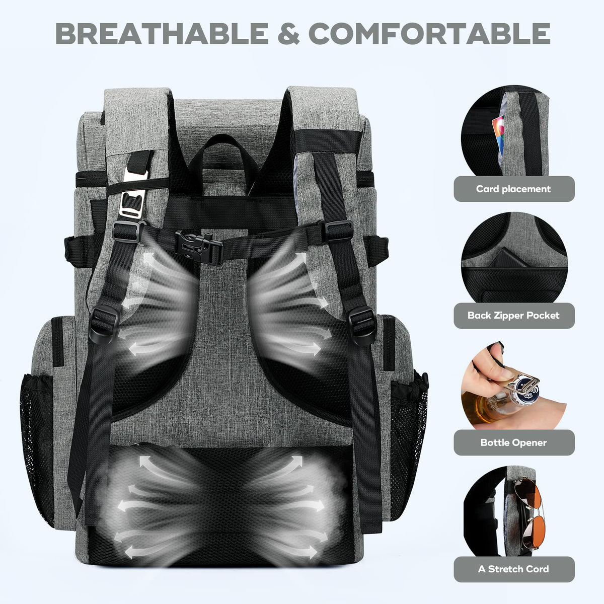 Maelstrom - Mochila enfriadora de 50 latas con Aislamiento Suave, portátil, Ligera, a Prueba de Fugas, Enfriador de Playa de Gran Capacidad, Mochila de Almuerzo Impermeable para Hombres y Mujeres