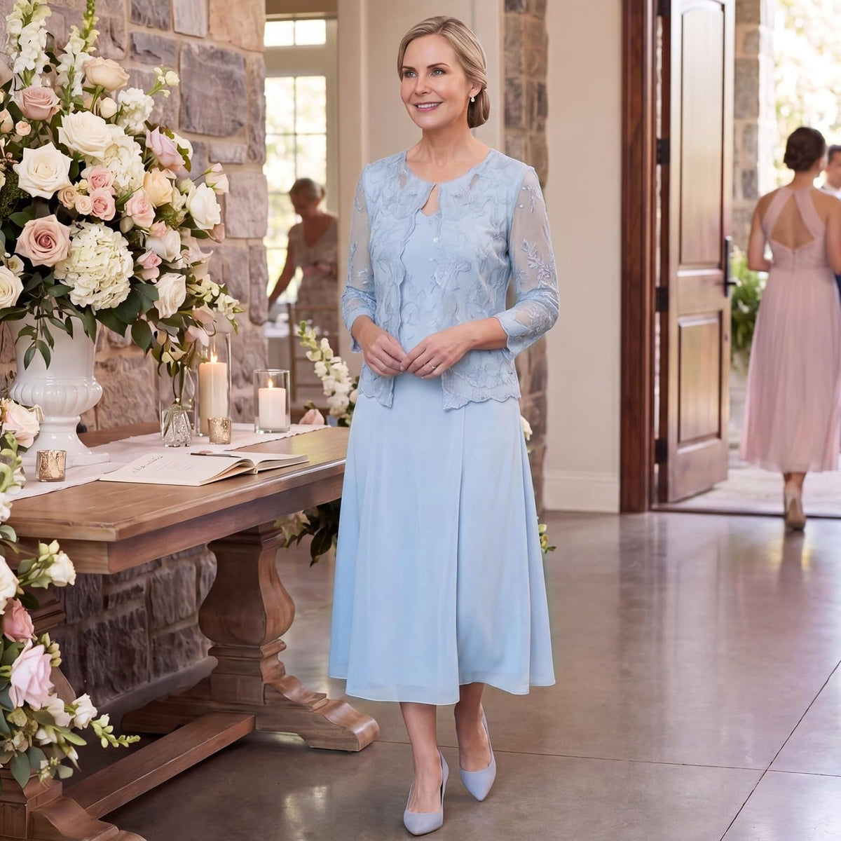 Alex Evenings Vestido Largo de Noche con Lentejuelas y Encaje, Talla Plus Vestido para ocasin Especial para Mujer
