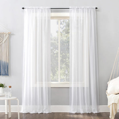 No. 918 Emily Bufanda de Cortina de Gasa Transparente - 150An x 305Al cm (1 Paneles) - Blanco