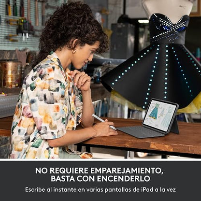 Logitech Crayon Lápiz Digital para iPad (Compatibilidad Solo con Puerto USB C) con tecnología Apple Pencil, precisión de Pixel y Punta Inteligente Dynamic con Carga rápida USB C - Gris
