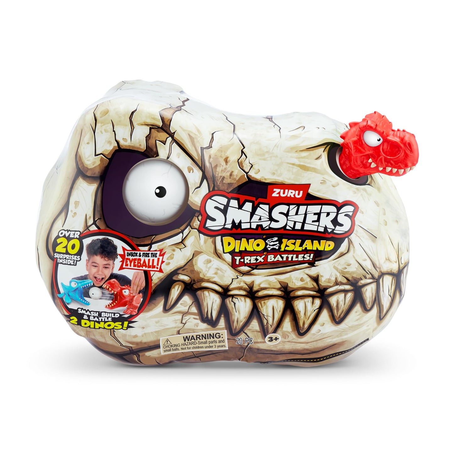 Smashers Dino Island Mini T-Rex Battles Playset (Red Dino) de ZURU Boys Dinosaur Battling Toys Dispara Fuegos Coleccionable Sorpresa Unboxing Skull