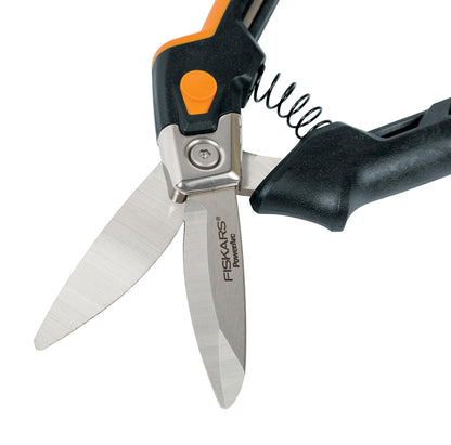 Fiskars Tijeras PowerArc Utility (8 pulgadas) | Cortes de mango asistido por resorte compensados desde arriba o abajo, las cuchillas PowerArc facilitan los cortes y las
