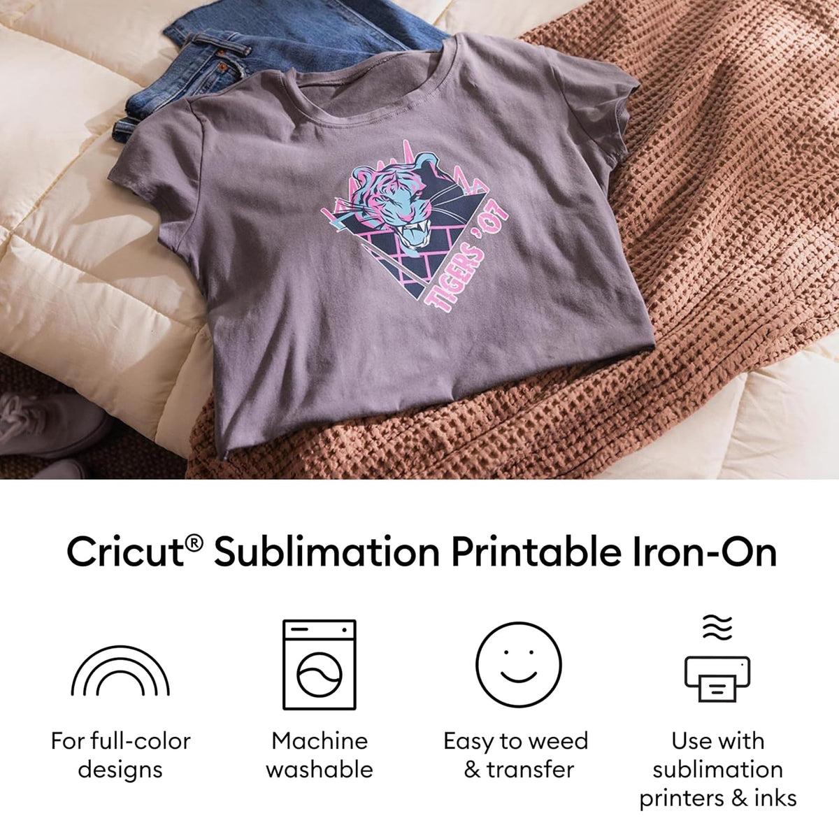 Cricut® Sublimación imprimible para planchar, 8.5 x 11 pulgadas (10 unidades)