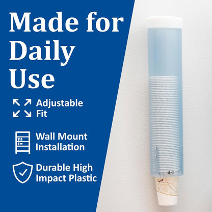 San Jamar C3165 Medium Pull Type Water Cup Dispenser, Fits 4oz to 10oz Cone and Flat Cup Size, 2-1/4" to 3-1/4" Rim, 16" Tube Length, Frosted Blue