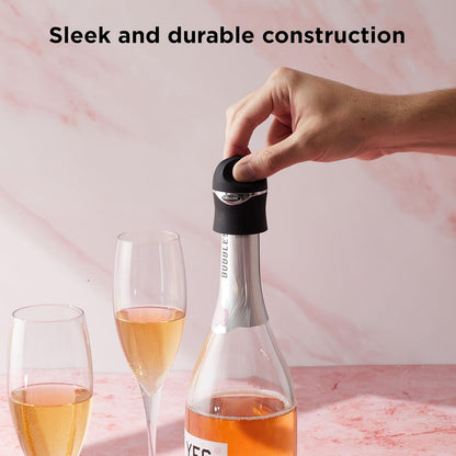 Metrokane Champagne and Wine Sealer, Velvet Black